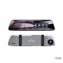 Автомобильный видеорегистратор зеркало Remax CX-06 FHD 1080P + задняя камера Черный