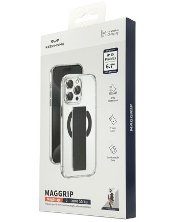  Накладка для i-Phone 15 Pro Max Keephone Maggrip MagSnap прозрачный черный