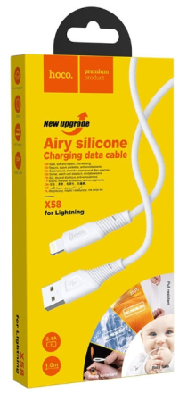  Usb Кабель-зарядка Lightning Hoco X58 Silicone 2A 1м мягкий силиконовый белый