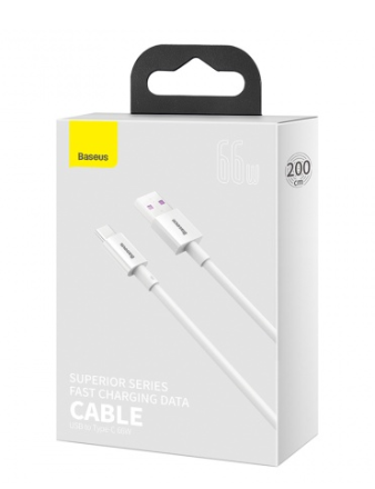  Usb Кабель-зарядка TYPE-C Baseus Superior 2м (CATYS-A02) 66W белый