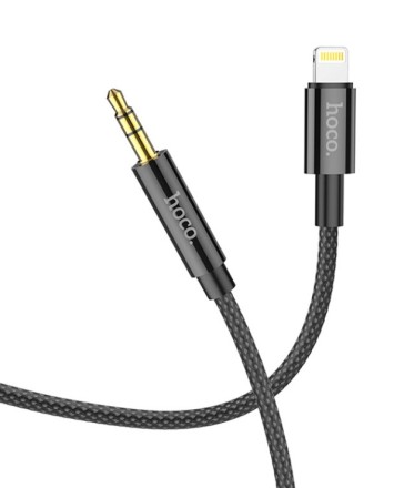  Кабель-переходник Hoco UPA19 Lighting (папа) на AUX 3.5мм (папа) 1м черный
