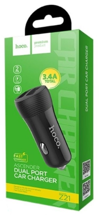  Автомобильное заряд. устр. Hoco Z21 2USB 3.4A черное