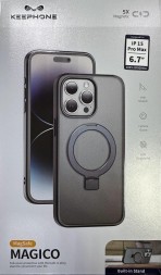 Накладка для i-Phone 15 Pro Max Keephone Magico Magsafe матово-прозрачный серая рамка