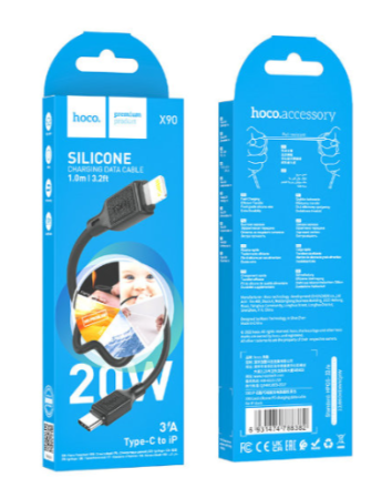  Usb Кабель-зарядка Type-C на Lightning Hoco X90 3A 1м чёрный