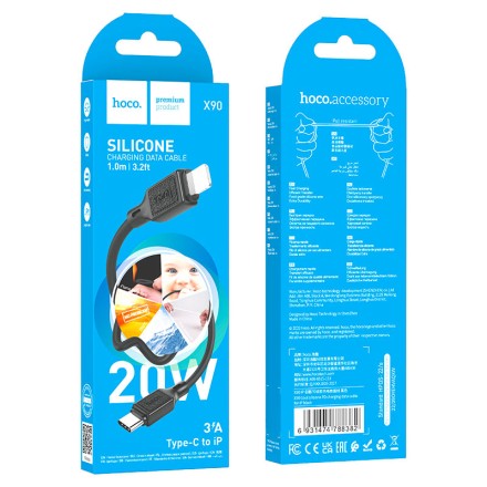  Usb Кабель-зарядка Type-C на Lightning Hoco X90 3A 1м чёрный