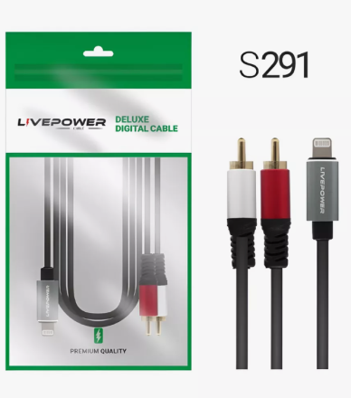  Кабель Lightning (папа) - 2xRCA (папа) Livepower S291 1.8м черный