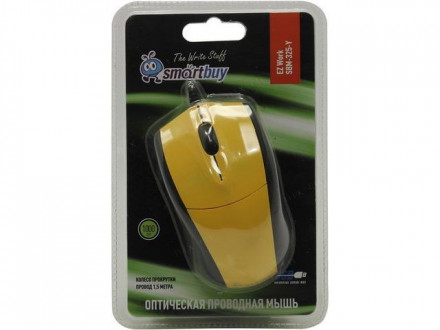 Мышь проводная Smartbuy 325 USB/DPI 1000/3 кнопки/1.5м (SBM-325-Y) желтая