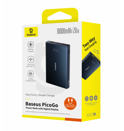  Powerbank Baseus PicoGo 10000mAh 1USB/2C 18W/20W P10076801123-00 черный