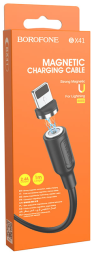 Usb Кабель-зарядка магнитный Lightning Borofone BX41 Amiable 2.4A 1м силиконовый черный