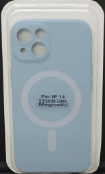 Накладка для i-Phone 14 6.1&quot; Magsafe силикон серо-голубая