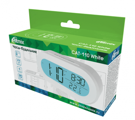 Часы-будильник Ritmix CAT-110 белые