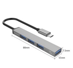 USB-С хаб Orico AH-13 4xUSB3.0 0.15м серый