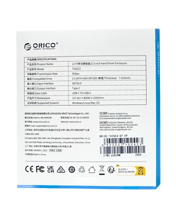  Внешний корпус для HDD/SSD 2.5&quot; Orico TX25C3 серый