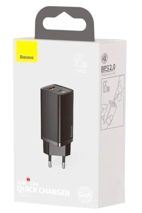  Сетевое зар. устр. Baseus GaN2 Lite Quick Charger 1USB/1C 65W CCGAN2L-B01 черное