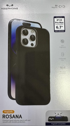  Накладка для i-Phone 15 Pro Max Keephone Rosana Magsafe черный