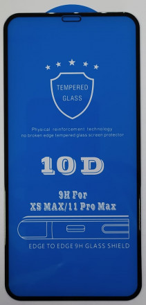 Защитное стекло для iPhone 11 Pro Max/XS Max 6.5&quot; 10D олеофобное чёрное