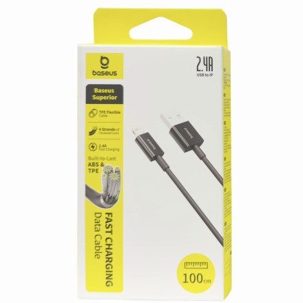 Usb Кабель-зарядка Lightning Baseus Superior series 1м (CALYS-A01) 2.4A черный