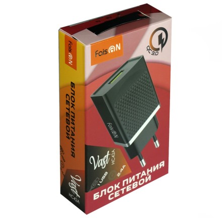  Сетевое зар. устр. Faison HC42A 1USB 2.4A черное