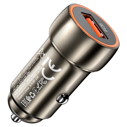  Автомобильное заряд. устр. Hoco Z46 1USB QC3.0 18W серое
