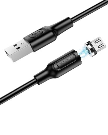  Usb Кабель-зарядка магнитный Micro Borofone BX41 Amiable 2.4A 1м силиконовый черный