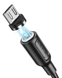 Usb Кабель-зарядка магнитный Micro Borofone BX41 Amiable 2.4A 1м силиконовый черный