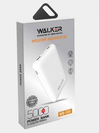 Powerbank Walker WB-305 5000mAh 2USB 2.1A с индикатором черный