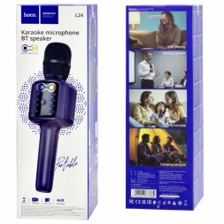 Микрофон для караоке Hoco L24 BT5.4/1200mAh/6ч/5Вт синий