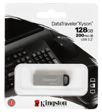  3.0/3.2 USB флеш накопитель Kingston DataTraveler Kyson 128GB (DTKN/128GB) металлическии