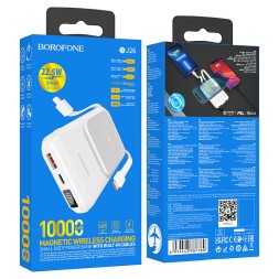 Powerbank с беспроводной зарядкой MagSafe Borofone BJ26 10000mAh 1USB/1C 22.5W белый