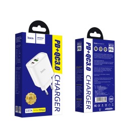 Сетевое зар. устр. Hoco C57A 1USB/1C 3A 18W белое