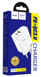 Сетевое зар. устр. Hoco C57A 1USB/1C 3A 18W белое