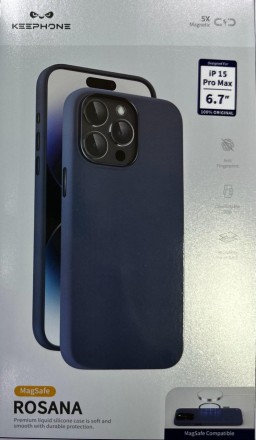  Накладка для i-Phone 15 Pro Max Keephone Rosana Magsafe синий
