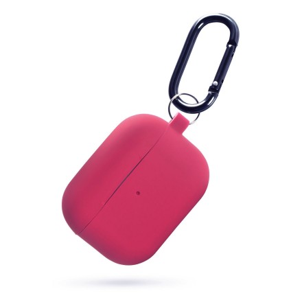  Силиконовый чехол для AirPods 3 c карабином малиновый