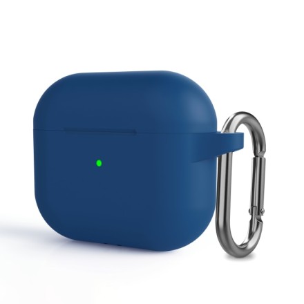 Силиконовый чехол для AirPods 3 c карабином темно-синий