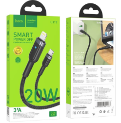 Usb Кабель-зарядка Type-C на Lightning Hoco U117 3A 1.2м черный