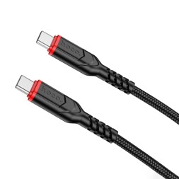 Usb Кабель-зарядка Type-C на Type-C Hoco X59 3A 60W 1м в тканевой оплетке черный