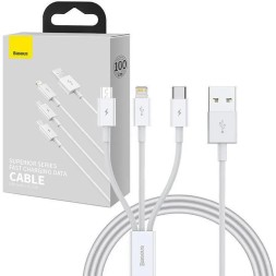 Кабель-зарядка Baseus Superior 3в1 i-Phone/Type-C/Micro 1м (P10320105221-00) 3.5A белый