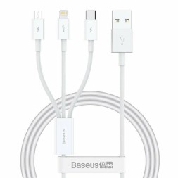 Кабель-зарядка Baseus Superior 3в1 i-Phone/Type-C/Micro 1м (P10320105221-00) 3.5A белый