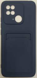 Накладка для Xiaomi Redmi 10C силиконовая с карманом для карт тёмно-синий