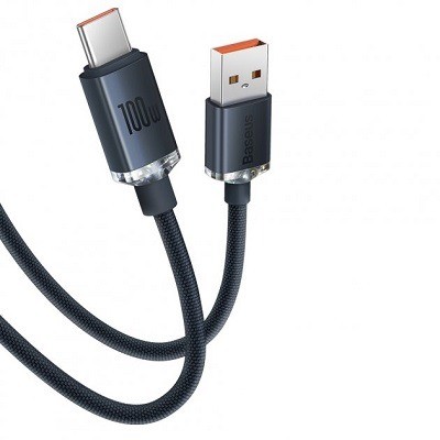  Usb Кабель-зарядка TYPE-C Baseus Crystal Shine 100W 2м (CAJY000501) чёрный