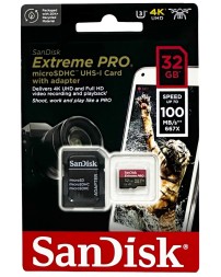 micro SDHC карта памяти SanDisk 32GB Class10 Extreme Pro 100MB/s с адапт (SDSQXCG-032G-GN6MA)
