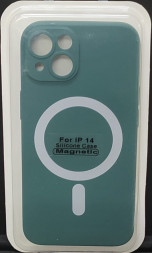 Накладка для i-Phone 14 6.1&quot; Magsafe силикон темно-зеленая