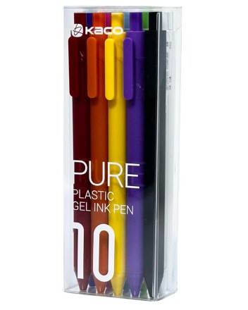  Ручка гелевая Kaco Pure Plastic Gel Ink (комплект 10шт) цветные