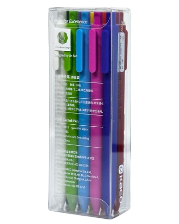  Ручка гелевая Kaco Pure Plastic Gel Ink (комплект 10шт) цветные