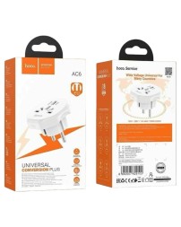 Сетевой переходник адаптер для евророзетки Hoco AC6 10А 250В белый