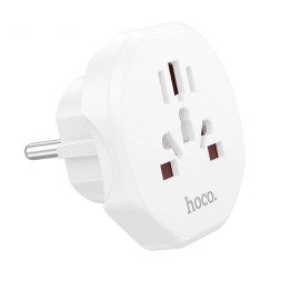 Сетевой переходник адаптер для евророзетки Hoco AC6 10А 250В белый
