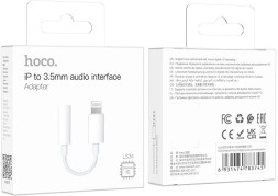 Кабель-переходник Hoco LS34 Lightning (папа) на AUX 3.5мм (мама) белый