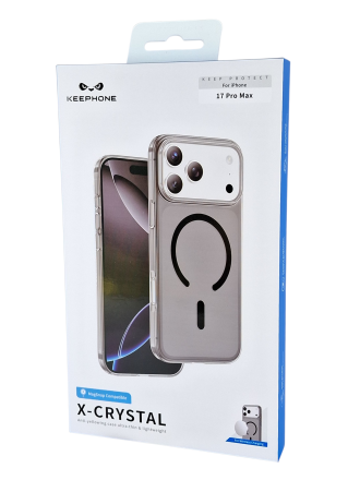  Накладка для i-Phone 17 Pro Max Keephone X-Crystal MagSnap серый