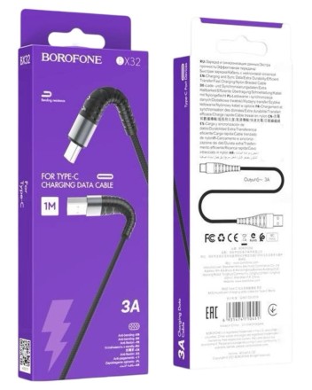  Usb Кабель-зарядка Type-C Borofone BX32 Munificent 3A 1м черный