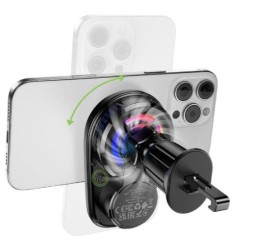 Держатель в автомобиль в воздуховод c беспроводной зарядкой Hoco HW36 15W черный